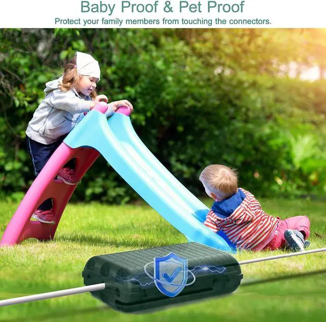 Alt view image 5 of 7 - Outdoor Waterproof Electrical Box, 2 Pack Large Extension Cord Cover Protector Plug Connection Cable Safety Box IP54 Water-Resistant for Power Strip, Holiday Light and Decorations, Green