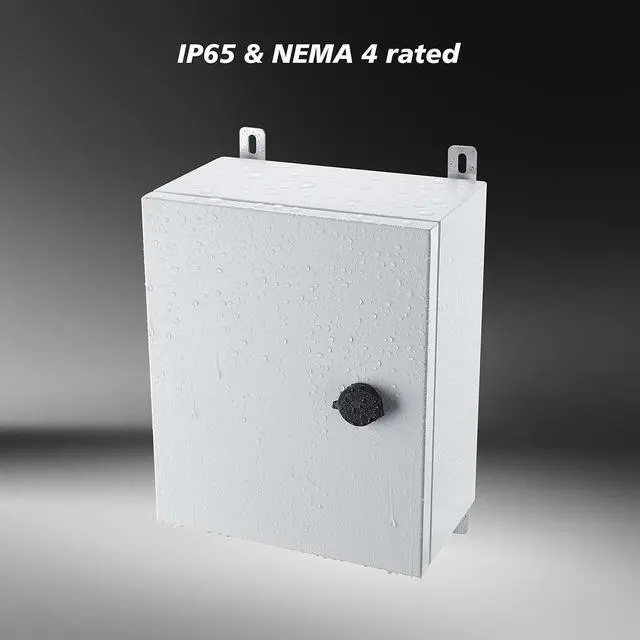 Alt view image 2 of 5 - IP65 Weatherproof Metal Box Wall-Mounted Electronic Equipment Enclosure Box with Mounting Plate and Wall Bracket (12'' x 10'' x 6'')
