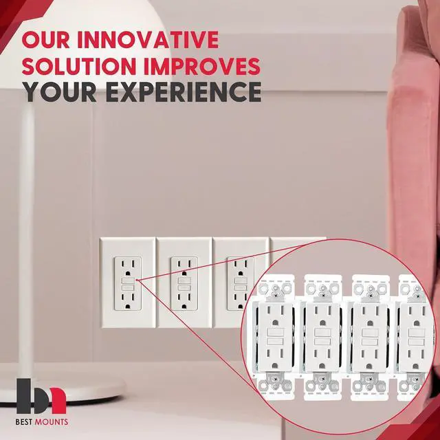 Alt view image 6 of 6 - BestMounts - 10 Pack Electrical Power Outlet Box Extender Kit  Single Gang Box Extender - Single Receptacle Heavy Duty Plastic (White)