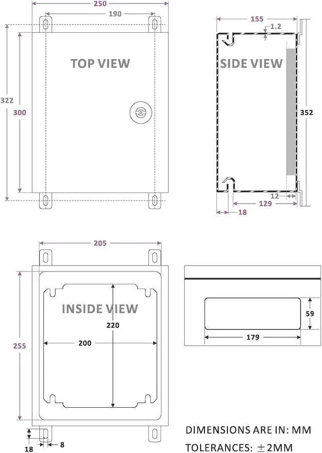 Alt view image 5 of 5 - IP65 Weatherproof Metal Box Wall-Mounted Electronic Equipment Enclosure Box with Mounting Plate and Wall Bracket (12'' x 10'' x 6'')