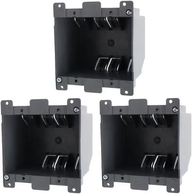Main image of 2-Gang Old Work Electrical Outlet Box, Plastic Junction Box for Switches,26 cu Inch Outlet Box,for Home Improvement, ETL Listed and Fire Rated for 2 Hours(3 PCS)