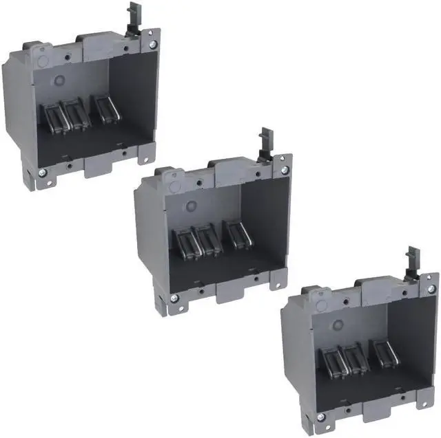 Alt view image 7 of 7 - 2-Gang Old Work Electrical Outlet Box, Plastic Junction Box for Switches,26 cu Inch Outlet Box,for Home Improvement, ETL Listed and Fire Rated for 2 Hours(3 PCS)