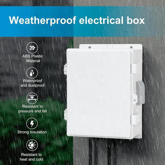 Alt view image 2 of 7 - Outdoor Waterproof Electrical Junction Box, ABS Water Resistant Enclosure with Internal Mounting Panel & Hinged Cover (15.7" H* 11" L* 5.9" W)