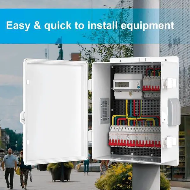Alt view image 4 of 7 - Outdoor Waterproof Electrical Junction Box, ABS Water Resistant Enclosure with Internal Mounting Panel & Hinged Cover (15.7" H* 11" L* 5.9" W)