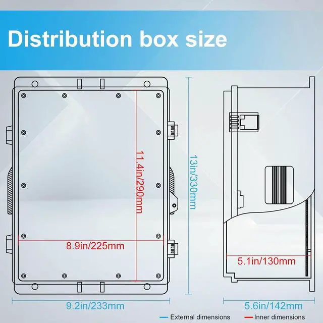 Alt view image 3 of 7 - Outdoor Waterproof Electrical Junction Box, ABS Water Resistant Enclosure with Internal Mounting Panel & Hinged Cover (15.7" H* 11" L* 5.9" W)