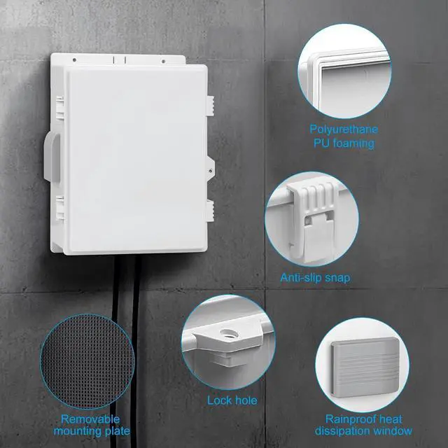 Alt view image 6 of 7 - Outdoor Waterproof Electrical Junction Box, ABS Water Resistant Enclosure with Internal Mounting Panel & Hinged Cover (15.7" H* 11" L* 5.9" W)