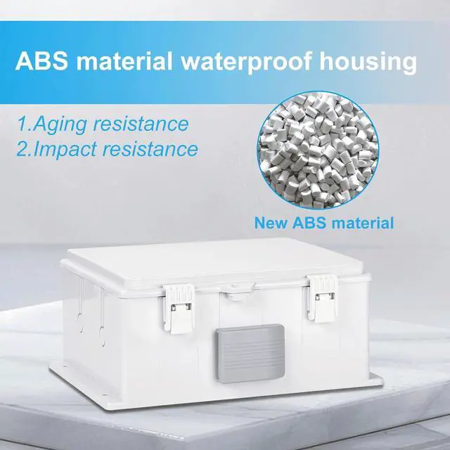 Alt view image 7 of 7 - Outdoor Waterproof Electrical Junction Box, ABS Water Resistant Enclosure with Internal Mounting Panel & Hinged Cover (15.7" H* 11" L* 5.9" W)