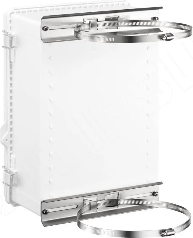 Alt view image 2 of 5 - QILIPSU Pole Mounting Kits, 304 Stainless 250x48mm Brackets with Adjustable 50-200mm Clamp for Outdoor Waterproof Junction Box, Plastic Electrical Enclosure Project Box (9.8"x1.9")
