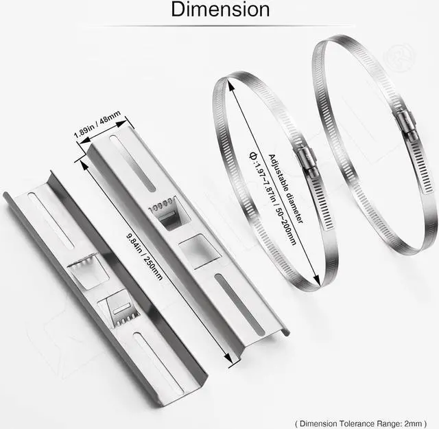 Alt view image 4 of 5 - QILIPSU Pole Mounting Kits, 304 Stainless 250x48mm Brackets with Adjustable 50-200mm Clamp for Outdoor Waterproof Junction Box, Plastic Electrical Enclosure Project Box (9.8"x1.9")