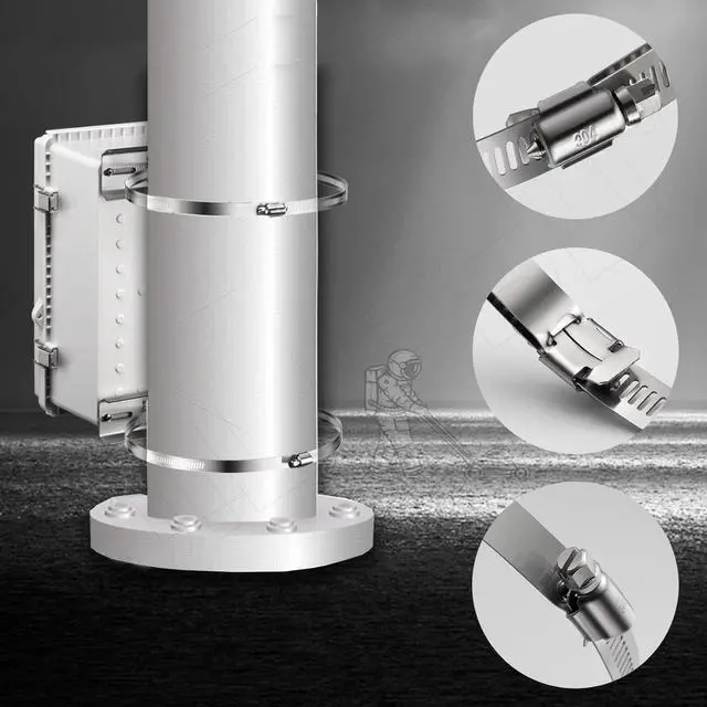 Alt view image 5 of 5 - QILIPSU Pole Mounting Kits, 304 Stainless 250x48mm Brackets with Adjustable 50-200mm Clamp for Outdoor Waterproof Junction Box, Plastic Electrical Enclosure Project Box (9.8"x1.9")