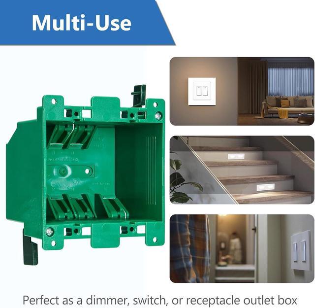 Alt view image 3 of 7 - 2 Gang Outet Electrical Box Old Work, PVC, UL Listed, 6 Pack