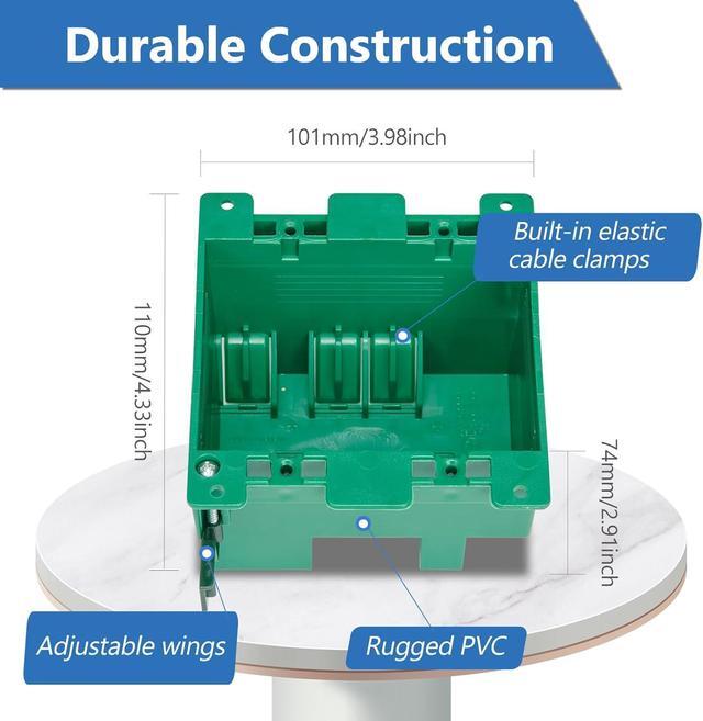 Alt view image 4 of 7 - 2 Gang Outet Electrical Box Old Work, PVC, UL Listed, 6 Pack