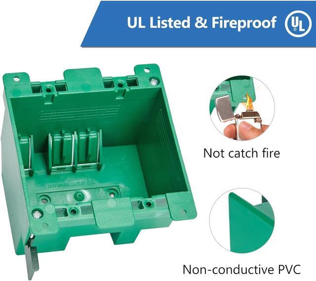 Alt view image 5 of 7 - 2 Gang Outet Electrical Box Old Work, PVC, UL Listed, 6 Pack
