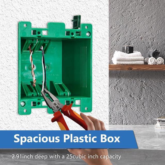 Alt view image 6 of 7 - 2 Gang Outet Electrical Box Old Work, PVC, UL Listed, 6 Pack