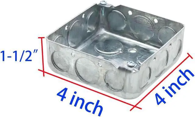 Alt view image 2 of 6 - 12 Pack 4" Square Electrical Box, 1-1/2'' Deep Metal Electrical Box, 21.0 Cu. in. Capacity, Electrical Junction Box, Galvanized