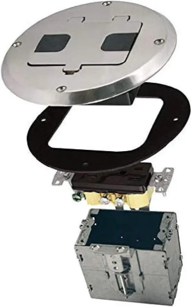 Main image of RACO 6239NI Floor Kit with Recessed Duplex 15A TR Device and Adjustable Steel Box, 1-Gang, Nickel