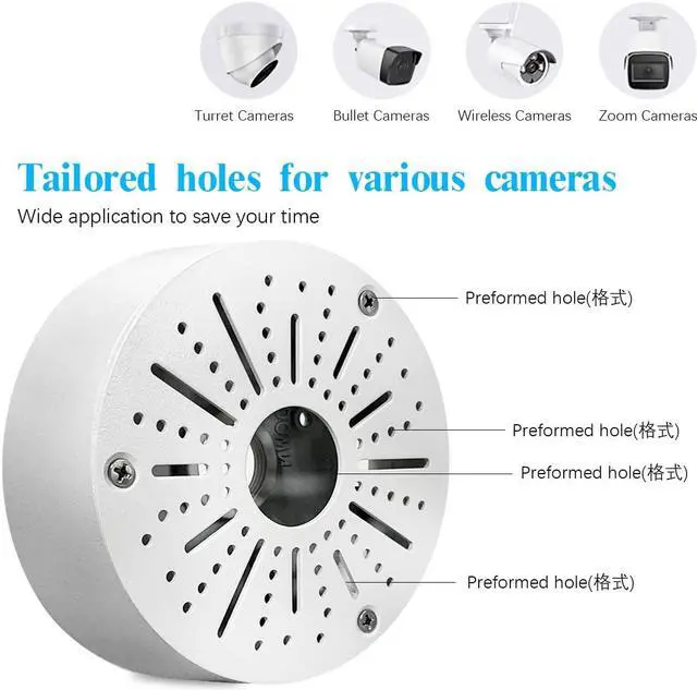 Alt view image 4 of 7 - (Outdoor Security Camera Junction Box) Universal Junction Box for Bullet Dome Turret Cameras & Solar Panel, CCTV Base Box Hide Cable, Wall Ceiling Mount Bracket, Metal Electric Enclosure