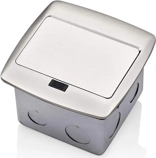 Alt view image 4 of 7 - PFGF2-BN Pop-Up Floor Box with 20 Amp, Tamper-Resistant Self-Test GFCI Outlet, Brushed Nickel