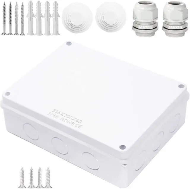 Main image of Junction Box, Zulkit Project Box with Reserved Holes IP65 Waterproof Dustproof Electrical Box ABS Plastic Project Enclosure White 10 x 7.9 x 3.1 Inch