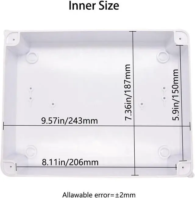 Alt view image 3 of 6 - Junction Box, Zulkit Project Box with Reserved Holes IP65 Waterproof Dustproof Electrical Box ABS Plastic Project Enclosure White 10 x 7.9 x 3.1 Inch