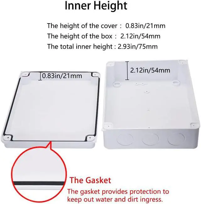 Alt view image 4 of 6 - Junction Box, Zulkit Project Box with Reserved Holes IP65 Waterproof Dustproof Electrical Box ABS Plastic Project Enclosure White 10 x 7.9 x 3.1 Inch