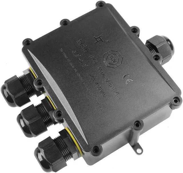 Main image of La Vane IP68 Waterproof 4 Way Electrical Junction Box for Ø5-12mm Cable | TUV VDE CE, ABS+PVC, dust/fireproof, with Cable Gland & Terminals, Large interior for Indoor & Outdoor Lighting Garden Farm