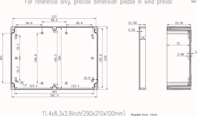 Alt view image 7 of 7 - Junction Box, Zulkit Project Box IP65 Waterproof Outdoor Box ABS Plastic Electrical Boxes Electronic Enclosure Black 11.42 x 8.27 x 3.94 inch (290 x 210 x 100 mm)(Pack of 1)
