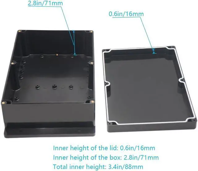 Alt view image 6 of 6 - Zulkit Junction Box ABS Plastic Dustproof Waterproof IP65 Universal Electrical Boxes Project Enclosure with Fixed Ear Black 10.4 x 7.2 x 3.7 Inch (263 x 182 x 95 mm) (Pack of 1)