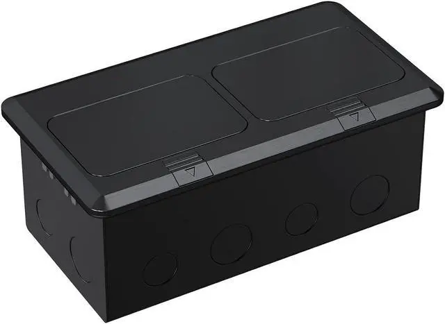 Alt view image 3 of 7 - WEBANG Dual Pop-Up Floor Box Electrical Kit, 20A Tamper Resistant Duplex Receptacle Outlet, 3-Port RJ45 Datacom Receptacle, Black