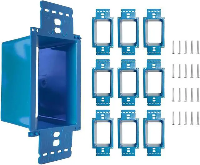 Main image of BestMounts - 10 Pack Electrical Power Outlet Box Extender Kit  Single Gang Box Extender - Single Receptacle Heavy Duty Plastic (Blue)