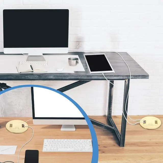 Alt view image 7 of 7 - Kanayu Gold Recessed Floor Outlet 3.98"x3.66"x3.15" 1-Gang with 4.8a USB Chargers 20 Amp Floor Receptacles Round Outlet Kit Electrical Waterproof Box, Etl Listed