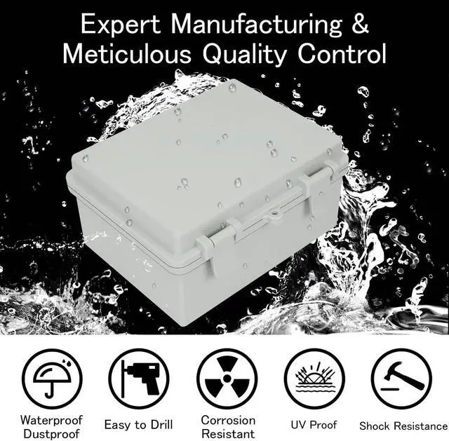 Alt view image 2 of 7 - Junction Box IP65 Waterproof Electrical Box Outdoor ABS Plastic Project Box Hinged Shell Universal Enclosure Box with Mounting Plate, Wall Brackets, Cable Glands 8.7"x 6.7" x 4.3"