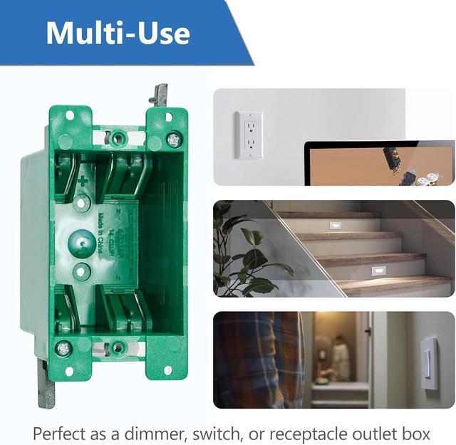 Alt view image 3 of 7 - Old Work Box 1 Gang Electrical Outlet Boxes - Remodel PVC Receptacle, UL Listed, 12 Pack