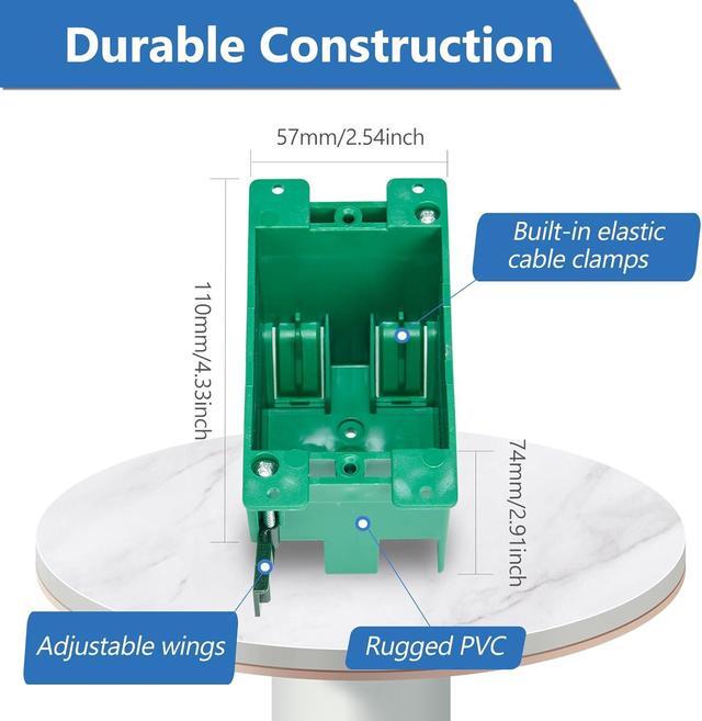 Alt view image 4 of 7 - Old Work Box 1 Gang Electrical Outlet Boxes - Remodel PVC Receptacle, UL Listed, 12 Pack