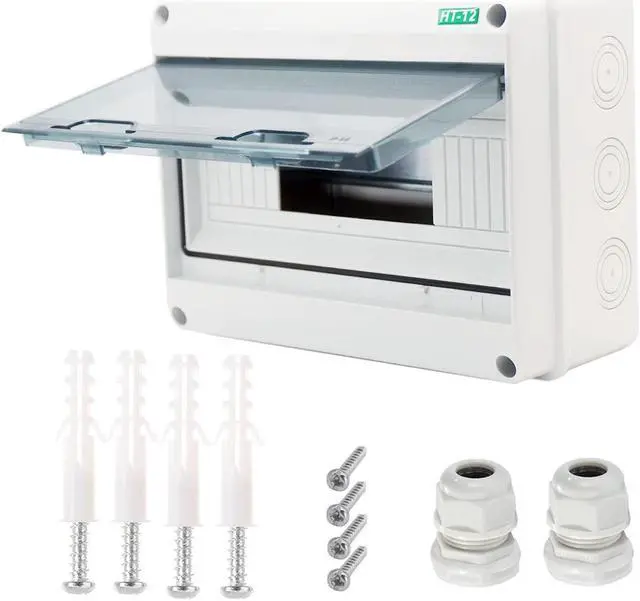 Main image of Breaker Box Distribution Protection Box, IP65 Clear Cover Electrical Box, ABS Power Supply Electronic Junction Box Din Rail Enclosure for Circuit Breaker on The Wall 12 Way (250x195x110mm)