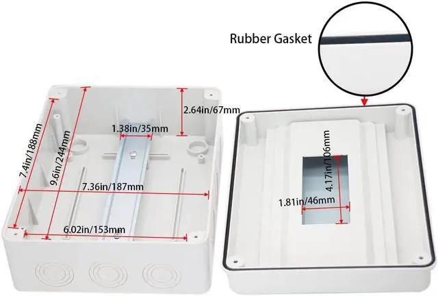 Alt view image 3 of 6 - Breaker Box Distribution Protection Box, IP65 Clear Cover Electrical Box, ABS Power Supply Electronic Junction Box Din Rail Enclosure for Circuit Breaker on The Wall 12 Way (250x195x110mm)