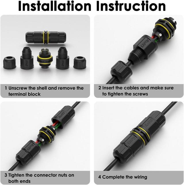Alt view image 3 of 6 - 3 Pole Wire Connector Waterproof IP68 External Electrical Junction Box,M20 2way 3pin for Cable Ø0.18-0.4in for Outdoor Underground Cable, LED Street Landscape Lights,CE Certified 6Pack