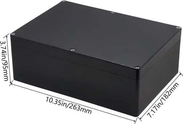 Alt view image 2 of 7 - Project Box IP65 Waterproof Junction Box ABS Plastic Black Electrical Boxes DIY Electronic Project Case Power Enclosure 10.35x7.17x3.74 inch(263x182x95 mm)