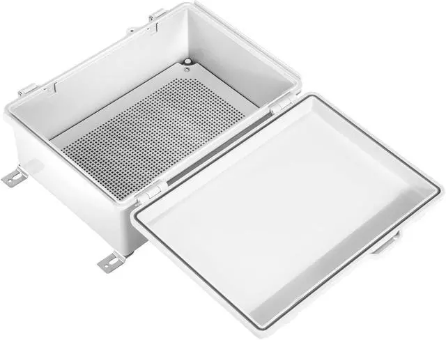 Alt view image 3 of 6 - Waterproof Electrical Junction Box IP67 ABS Plastic Enclosure with Hinged Cover with Mounting Plate, Wall Brackets (Grey Cover, 14.6"×10.6"×5.9")