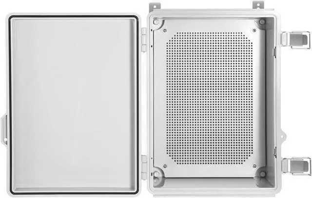 Alt view image 4 of 6 - Waterproof Electrical Junction Box IP67 ABS Plastic Enclosure with Hinged Cover with Mounting Plate, Wall Brackets (Grey Cover, 14.6"×10.6"×5.9")
