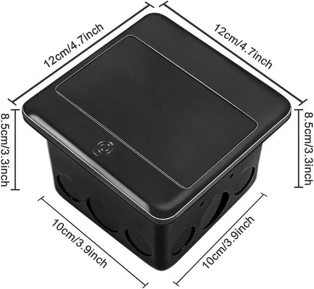 Alt view image 3 of 6 - Vagueior Recessed Floor Electrical Outlet Kit,Waterproof Electrical Outlet Covcer Box,Hidden 20A Tamper-Resistant Receptacle Outlet with Slow Elastic Damping ETL Certified, Black