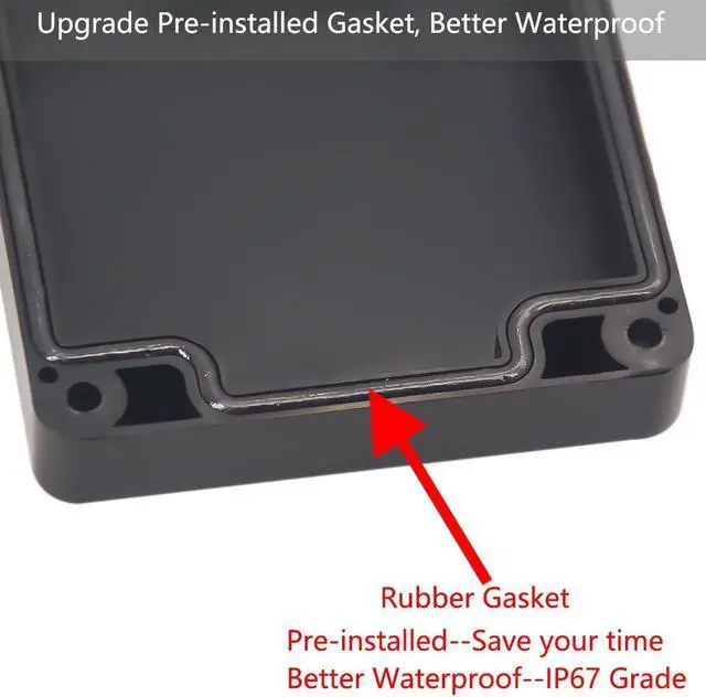 Alt view image 3 of 7 - Watertight Junction Box, IP67 Waterproof Project Box Durable ABS Plastic Electronic Enclosure Case for DIY Electrical Project Black 11.42" x 8.27" x 3.94"(290 x 210 x 100 mm)