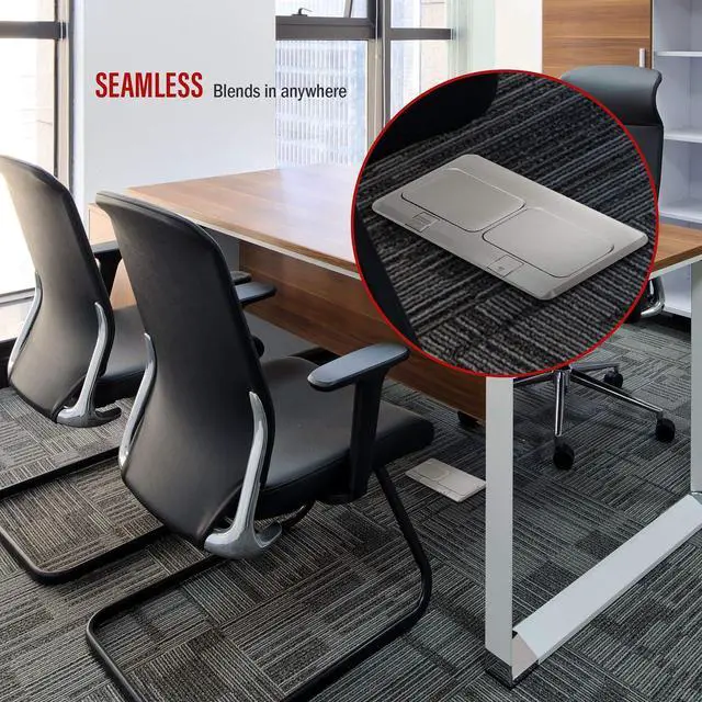 Alt view image 7 of 7 - ENERLITES 662301-S-D Floor Box Electrical Kit 2 Gang 20A Tamper / Weather Resistant Duplex Receptacle, Datacom Ports - Nickel Plated Brass, Steel