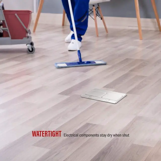 Alt view image 3 of 7 - ENERLITES 662301-S-D Floor Box Electrical Kit 2 Gang 20A Tamper / Weather Resistant Duplex Receptacle, Datacom Ports - Nickel Plated Brass, Steel