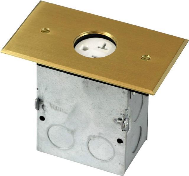 Main image of ENERLITES Screw Cap Cover Floor Box kit, 5 x 2.87 1-Gang Cover, 20A Tamper-Weather Resistant Receptacle Single Outlet, Watertight Gasket, Corrosive Resistant Hardware, UL Listed, 975547-C, Brass