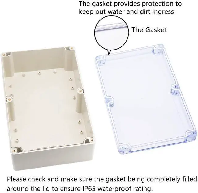 Alt view image 4 of 5 - Zulkit Junction Box ABS Plastic Dustproof Waterproof IP65 Universal Electrical Boxes Project Enclosure Grey with Clear Cover 9.1 x 5.9 x 3.4 inch (230 x 150 x 87mm)