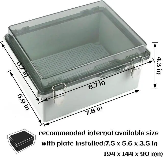 Alt view image 4 of 5 - Sunnyglade ABS Plastic Dustproof Waterproof IP65 Junction Box Universal Durable Electrical Project Enclosure with Lock (6.7"x8.7"x4.3" CC)