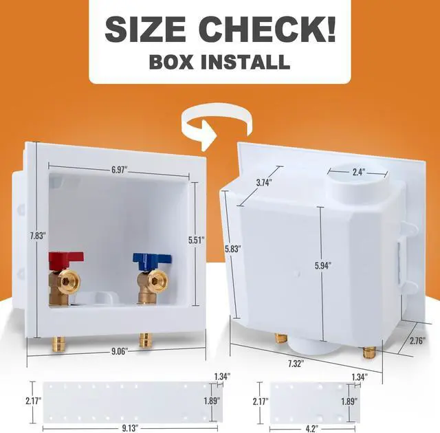 Alt view image 7 of 7 - SUNGATOR Pex A Washer Box, 1/2 Inch Pex A Expansion Inlet x 3/4 Inch MHT Outlet, Washing Machine Laundry Outlet Box with Brass Valves Installed and 4 Expansion Rings