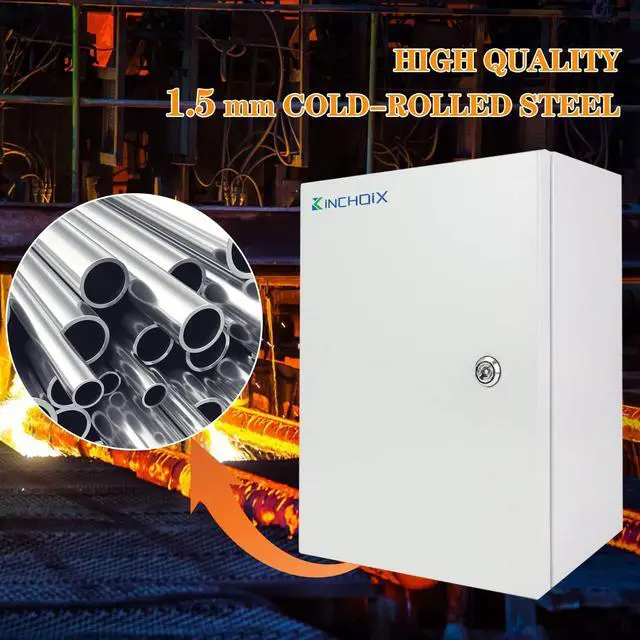 Alt view image 7 of 7 - Outdoor Electrical Box 16 x 12 x 8'' NEMA 4X Enclosure Waterproof Steel Box Electrical Lockable Junction Box Outdoor Electrical Enclosure 16''