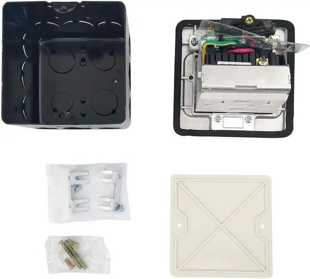 Alt view image 6 of 7 - Pop Up Countertop Floor Outlet Electrical USB Sockets Waterproof Kitchen Pop Out 20A Receptacle Stainless Steel Box Silver Cover